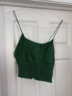 PacSun LA Hearts Smocked Ruched Green Crop Tank Women’s Large